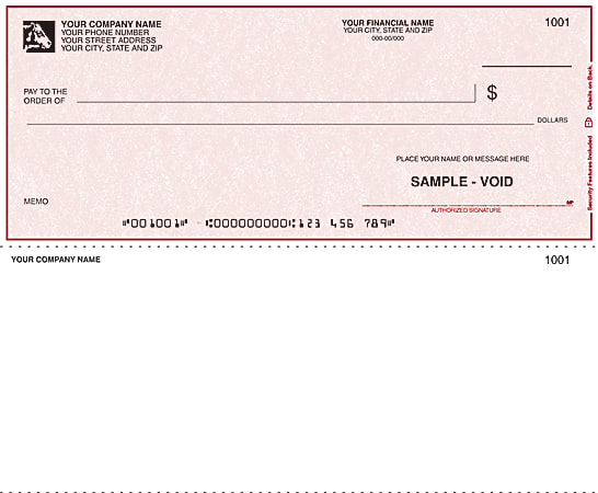 Custom Continuous Multipurpose Voucher Checks For Quicken® / Quickbooks® / Microsoft®, 9 1/2" x 7", Box Of 250