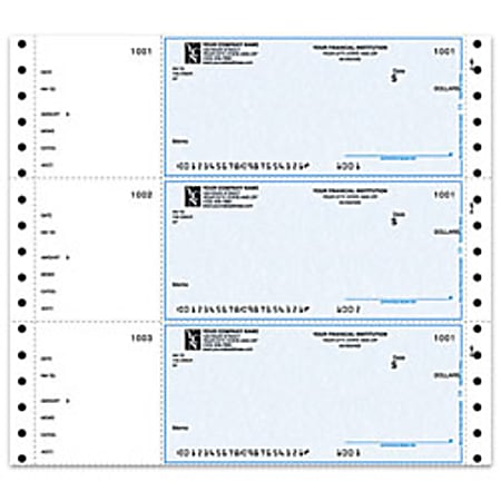 Custom Continuous Multipurpose Wallet Checks For Quicken® / Quickbooks® / Microsoft®, 9 1/2" x 2 5/6", Box Of 250