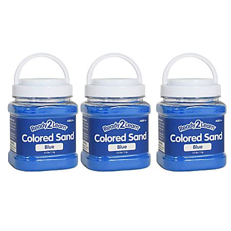 Ready 2 Learn Colored Sand Jars, 2.2 Lb, Blue, Pack Of 3 Jars