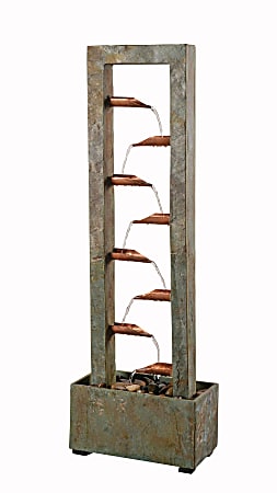 Kenroy Home Spillway Floor Fountain, 47-3/4"H x 15-3/4"W x 8"D, Slate/Copper