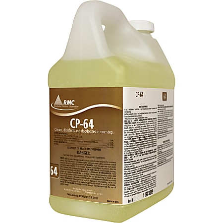 RMC CP-64 Cleaner - For Toilet - Concentrate - 64 fl oz (2 quart) - Fresh Lemon Scent - 4 / Carton - Disinfectant - Yellow