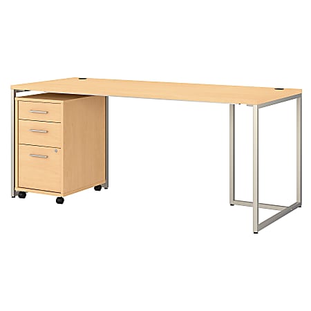 kathy ireland® Office by Bush Business Furniture Method Table Desk With 3-Drawer Mobile File Cabinet, 72"W, Natural Maple, Standard Delivery