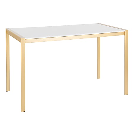 LumiSource Fuji Industrial Dining Table, 29-3/4"H x 50-1/4"W x 27-3/4"D, Gold/White