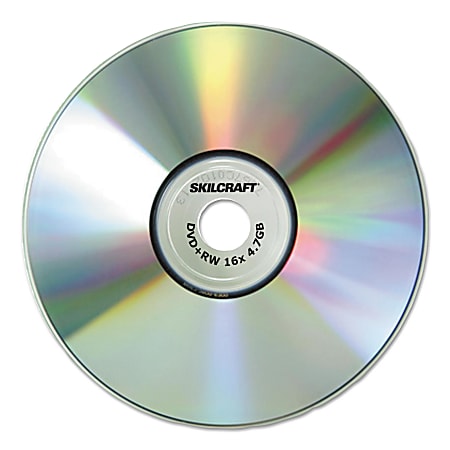 SKILCRAFT® Branded Attribute DVD+RW Media Discs, Pack Of 25 Discs (AbilityOne 7045015155373)
