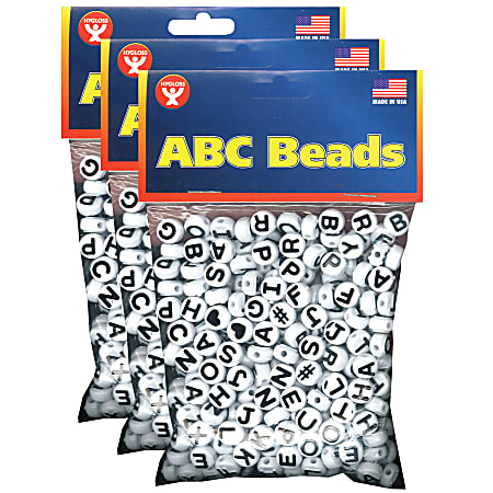 Hygloss ABC Beads, Black/White, 300 Per Pack, 3