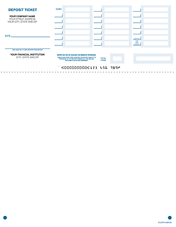 Custom Laser Deposit Tickets, 1 Part, Quickbooks® Compatible, 8 1/2" x 11",  Box Of 250