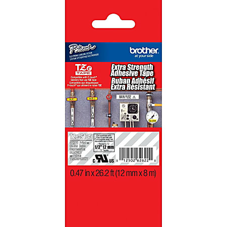 Brother® TZe-S135 White-On-Clear Extra-Strength Tape, 0.47" x 26.2'