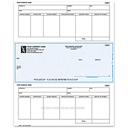 Laser Accounts Payable Checks For One Write Plus®, 8 1/2" x 11", Box Of 250, AP60, Middle Voucher