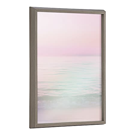 Kate and Laurel Blake Non-Magnetic Framed Dry-Erase Printed Glass, 18” x 24”, Dreamy Pastel Seascape by Dominique Vari, Gray Plastic Frame