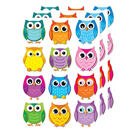 Carson Dellosa Education Cut-Outs, Colorful Owls, 36 Cut-Outs Per Pack, Set Of 3 Packs