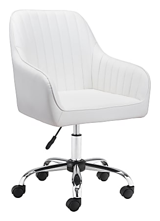 Zuo Modern Curator Faux Leather Mid-Back Office Chair, White