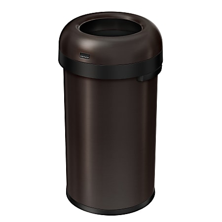 simplehuman® Bullet Open Trash Can, 16 Gallons, Dark Bronze Steel