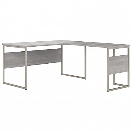 Bush® Business Furniture Hybrid 60"W x 30"D L-Shaped Table Desk With Metal Legs, Platinum Gray, Standard Delivery