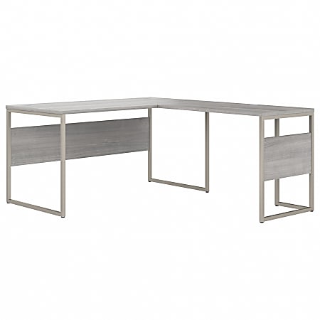 Bush Business Furniture Hybrid 60"W L-Shaped Corner Desk Table With Metal Legs, Platinum Gray, Standard Delivery