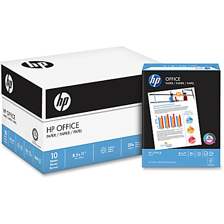HP Office20 Printer & Copy Paper, White, Letter (8.5" x 11"), 200000 Sheets Per Pallet, 20 Lb, 92  Brightness, Case Of 10 Reams