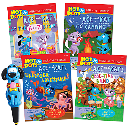 Educational Insights Hot Dots Jr. Interactive Storybooks 4 Book Set with  Ace the Talking Teaching Dog Pen - Office Depot