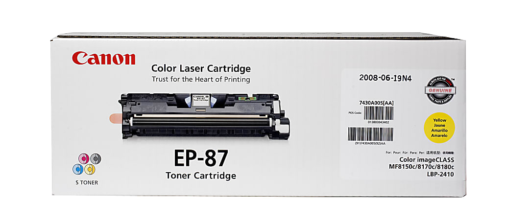 Canon® EP-87Y Yellow Toner Cartridge, 7430A005