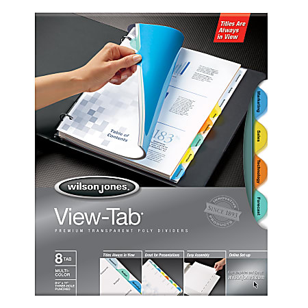 Wilson Jones® View-Tab® Transparent Dividers, 8-Tab, Round, Multicolor