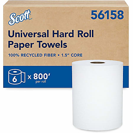 Scott Universal Hard Roll Paper Towels - 1.50" Core - White - Fiber - 6 / Carton