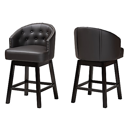 Baxton Studio Theron Faux Leather Swivel Counter-Height Stools