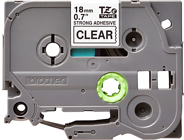 Brother P-Touch TZeS141, Strong Adhesive Laminated, ~3/4in x 26.2ft (18mm x 8m), Black on Clear Label Tape