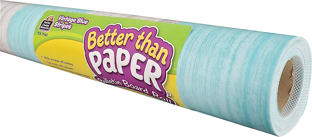 Teacher Created Resources® Better Than Paper® Bulletin Board Paper Rolls,  4' x 12', Vintage Blue Stripes, Pack Of 4 Rolls
