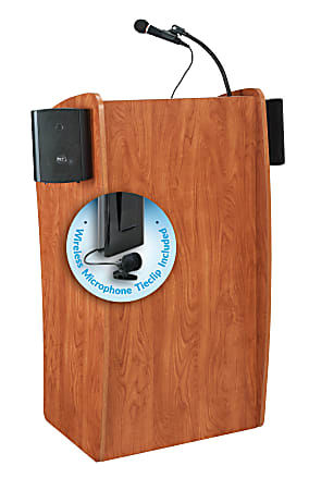 Oklahoma Sound? The Vision Lectern With Sound & Tie Clip/Lavalier Wireless Microphone, Cherry