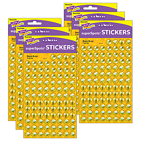 Trend SuperSpots Stickers, Bees Buzz, 800 Stickers Per Pack, Set Of 6 Packs