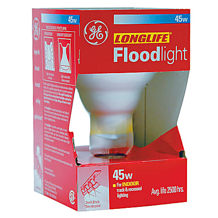 GE Longlife Indoor Reflector Floodlight Bulb, R-30, 45 Watts