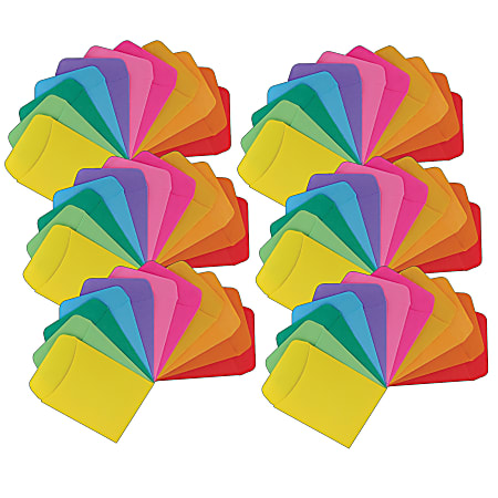 Hygloss Non-Adhesive Library Pockets, 1/16", 3-1/2" x 5-1/2", Assorted Colors, 30 Pockets Per Pack, Set Of 6 Packs