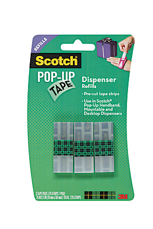 1 Pack - 3M Scotch Pop-Up Tape Refills - 3 tape pads (75 strips per pad /  225 total strips) - Ippys Hobbies