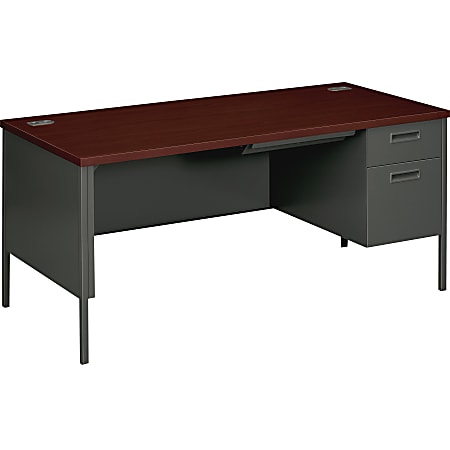 HON® Metro Classic Right Pedestal Desk, Mahogany, Charcoal