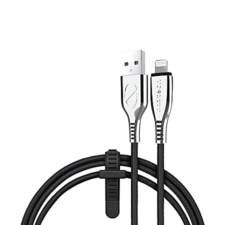 Naztech 6' Titanium USB to MFi Lightning® Braided Cable, Black