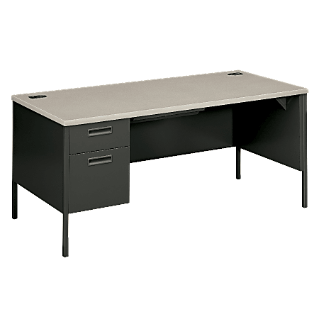 HON® Metro Classic Desk, Single Left Pedestal, Gray/Charcoal