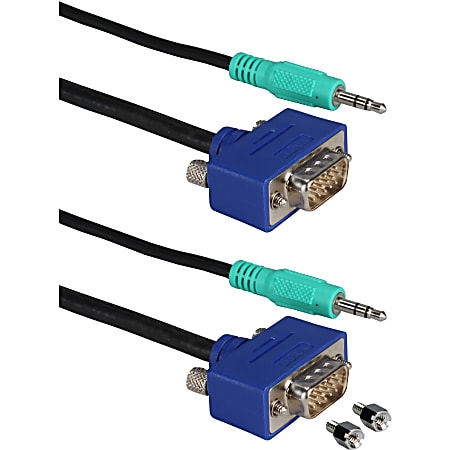 QVS UltraThin VGA/Audio Cable - HD-15 Male VGA, Mini-phone Male Stereo Audio - HD-15 Male VGA, Mini-phone Male Stereo Audio - 6ft