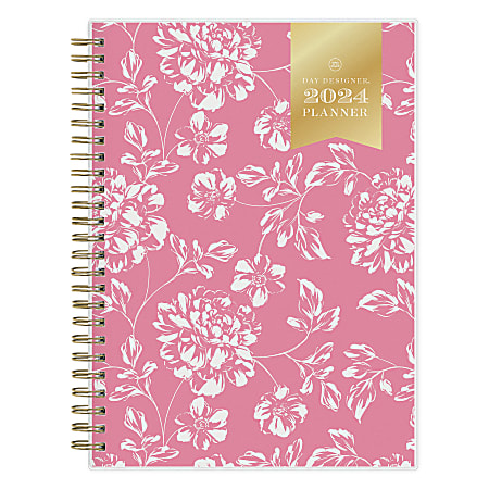 2024 Day Designer Weekly/Monthly Planning Calendar, 5-7/8" x 8-5/8", Annabel Pink Frosted, January To December