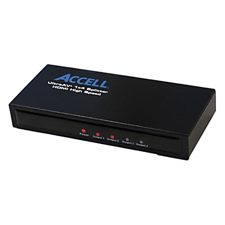 Accell UltraAV Mini 1x4 HDMI Splitter - 1 x HDMI Type A Digital Audio/Video In, 4 x HDMI Type A Digital Audio/Video Out
