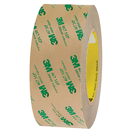 3M™ 467MP Adhesive Transfer Tape, 3" Core, 2" x 60 Yd., Clear, Case Of 24