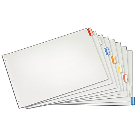 Cardinal® Tabloid Paper Index Dividers, 11" x 17", 8-Tab, Multi
