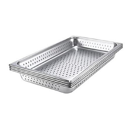 Hoffman Tech Browne Stainless Steel Steam Table Pans, Perforated, Silver, Pack Of 12 Pans
