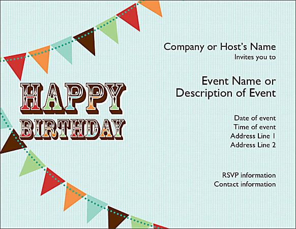 Custom Birthday Invitations, 5 1/2" x 4 1/4", Bright White, Pack Of 10