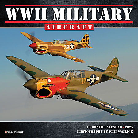 2025 Willow Creek Press Mini Wall Calendar, 7” x 7”, WWII Military Aircraft, January 2025 To December 2025, 46043