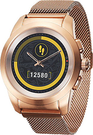 MyKronoz ZeTime Elite Hybrid Smartwatch, Regular, Brushed Pink Gold/Milanese, KRZT1RE-BPG-PGMIL