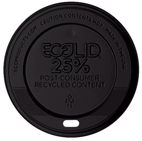 Eco-Products EcoLid Hot Cup Lids, 10-20 Oz, 25% Recycled, Black, Pack Of 1,000 Lids