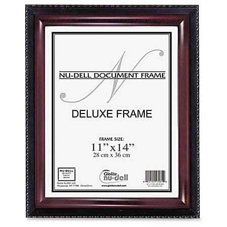 Nu-Dell Executive Frame - Holds 11" x 14" Insert - Rectangle - Desktop, Wall Mountable - Vertical, Horizontal - Soft Gloss - Easel Back, Break Resistant, Durable - 1 Each - Wood, Plastic - Mahogany Black
