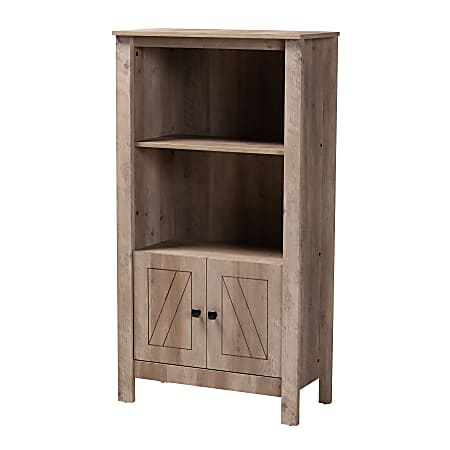 Baxton Studio Derek 52'' 2-Shelf Transitional Bookcase, Rustic Oak