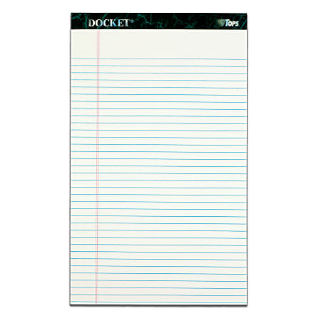 TOPS™ Docket™ Writing Pads, 8 1/2" x 13 1/4", Legal Ruled, 50 Sheets, White, Pack Of 3 Pads