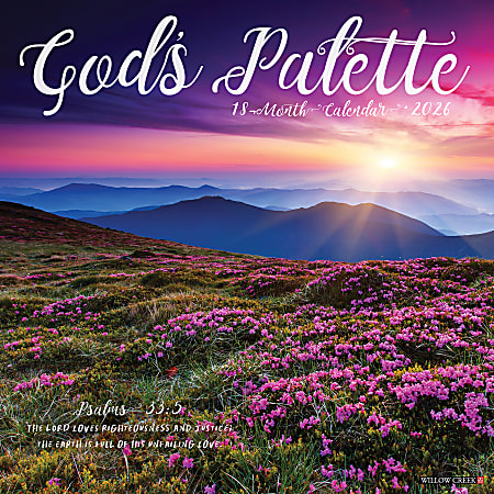2026 Willow Creek Press Inspirational Monthly Wall Calendar, 12" x 12", God's Palette, January To December, 51283