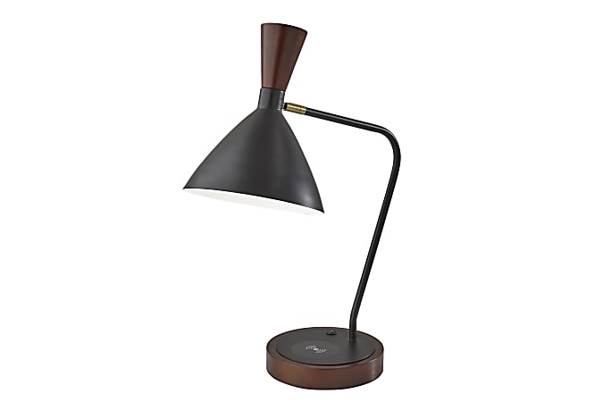 Adesso® Arlo AdessoCharge Desk Lamp, 21"H, Black/Walnut
