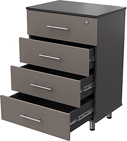 Inval Maestrik 23"W 4-Drawer Storage Cabinet, Taupe/Dark Gray